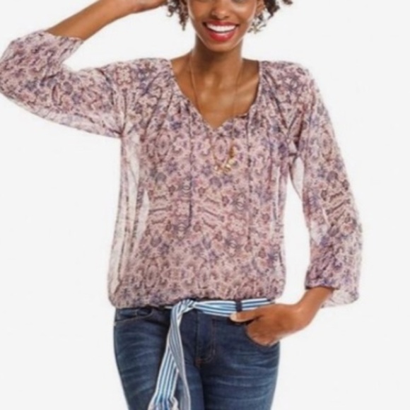 CAbi Tops - CAbi #5028 'Siena' Floral Chiffon BOHO Blouse